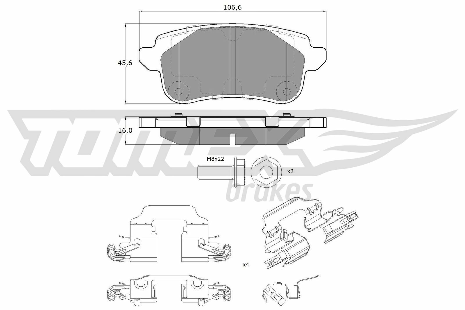 Sada brzdových destiček, kotoučová brzda TOMEX Brakes